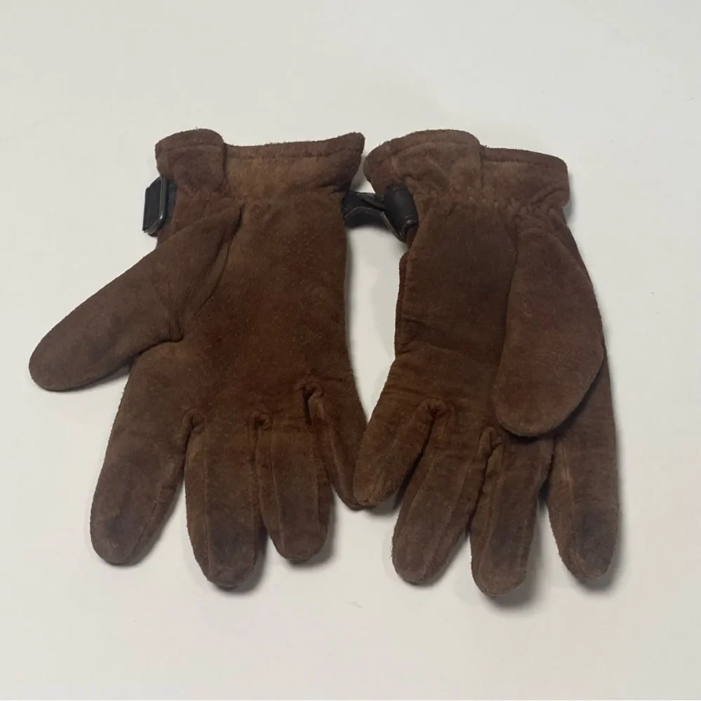 Women's Classic Chic Brown Suede Leather Gloves Size Small